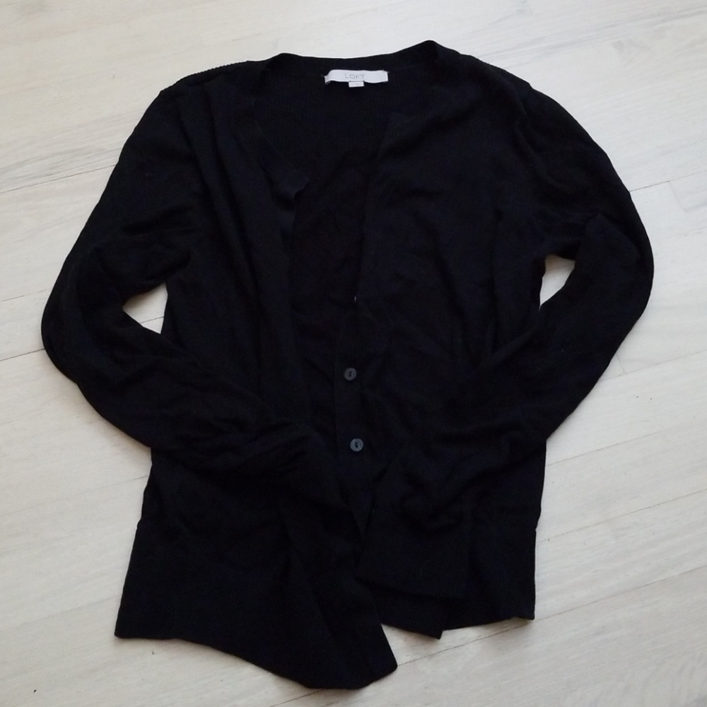 Loft Black Cardigan Sweater Size Medium